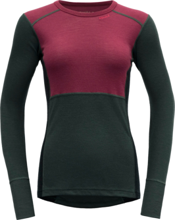Devold Women's Lauparen Merino 190 Shirt BEETROOT/WOODS/INK Undertøy overdel XL