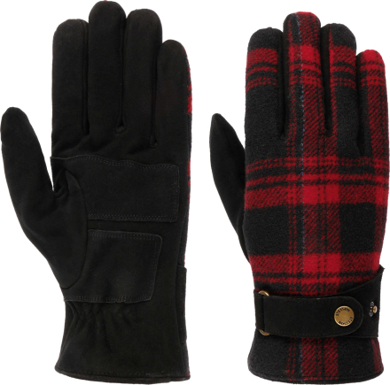Stetson Men's Gloves Goat Suede/Shadow Plaid Black/Red Hverdagshansker 9.5