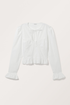 Cropped Fitted Blouse - White