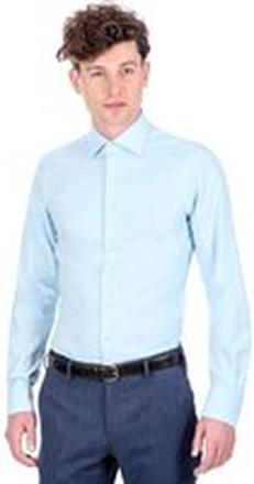 Camicia da uomo su misura, Albini, Natural Stretch Oxford Azzurra, Quattro Stagioni | Lanieri