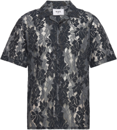 Didcot Shirt Floral Lace Blue Designers Shirts Short-sleeved Blue Wax London