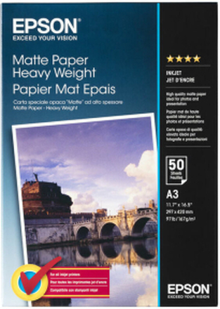 Matt fotografiskt papper Epson A3 50 Blad