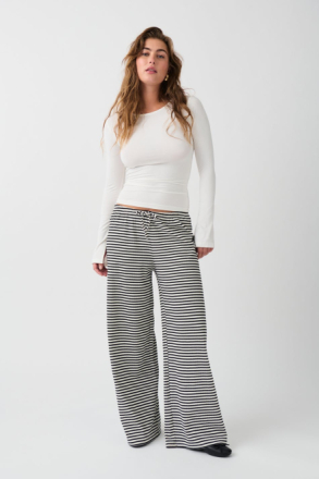 Gina Tricot - Striped soft trousers - Housut - White - S - Female