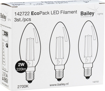 Bailey | 3x LED Kaarslamp | Kleine fitting E14 | 2W