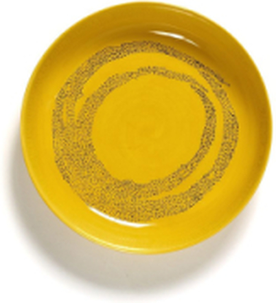 Plate High Yellow-Dots Black Feast By Ottolenghi Set/2 Home Tableware Plates Deep Plates Yellow Serax