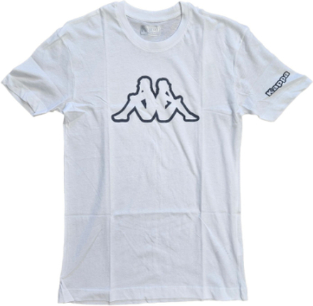 Kappa Herren Baumwoll-Shirt Rundhals-Shirt mit großem Logo-Patch Kurzarm-Shirt 11-4001 A8A Weiß
