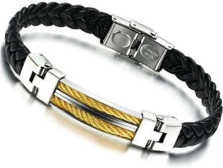Armband "Wire" -guldfärgad och i rostfritt stål och PU läder