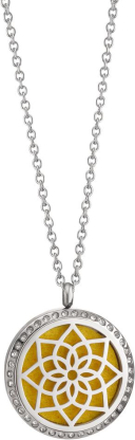 Rhomberg Damen Halsketten-Set: Duft-Medaillon-Anhänger Lebensblume mit Zirkonia inkl. 2 Ketten zum kombinieren