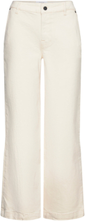 Pd-Gilly French Jeans Wash Crude Ec Bottoms Trousers Wide Leg Cream Pieszak