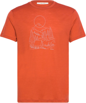 Men Merino 150 Tech Lite Iii Ss Tee Sunset Camp Sport T-Kortærmet Skjorte Orange Icebreaker