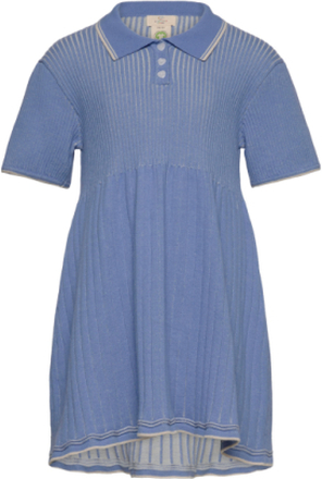Rib Polo Knitted Dress Dresses & Skirts Dresses Casual Dresses Short-sleeved Casual Dresses Blue Copenhagen Colors
