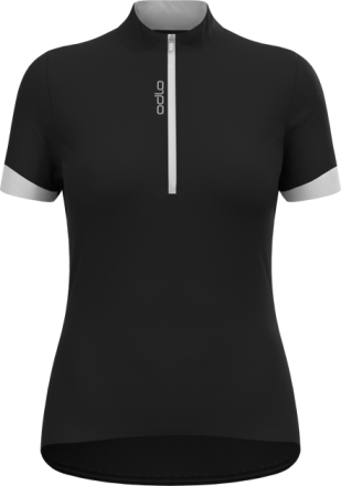 Odlo Odlo Women's T-shirt S/U Collar S/S 1/2 Zip Essential Black/White Kortermede treningstrøyer L