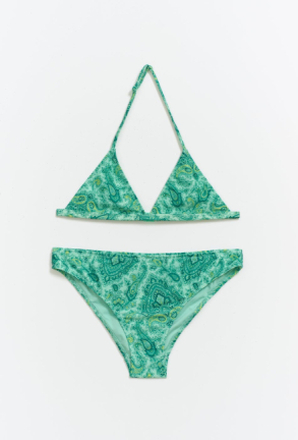 Gina Tricot - Y triangle bikini set - young-swimwear - Green - 134/140 - Female