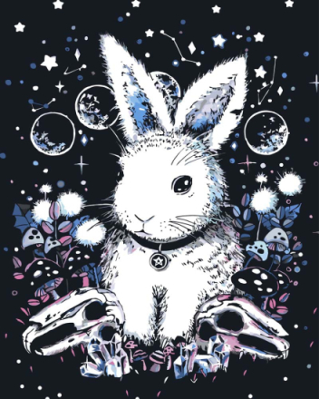 Malen nach Zahlen - Moon Bunny - by Tiny Tami, mit Rahmen