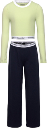 Knit Pj Set Sets Sets With Long-sleeved T-shirt Multi/mønstret Calvin Klein*Betinget Tilbud