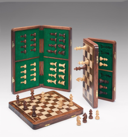 Schackbräde vikbart 40x40 cm - 2 spel i 1 Reseschack