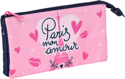 Tredubbel Carry-all Safta Paris Rosa Marinblå 22 x 12 x 3 cm