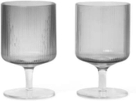 ferm LIVING - Ripple Wine Glasses Set of 2 Smoked Grey ferm LIVING