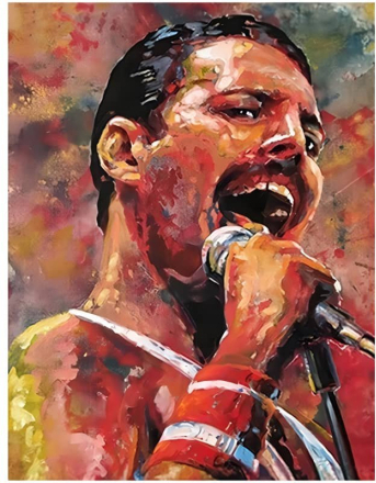 Malen nach Zahlen - Freddie Mercury, 50x60cm / Mit Keilrahmen / 24 Farben (Einfach)