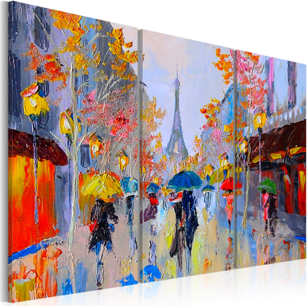 Handmålad tavla - Rainy Paris - 120x80 cm