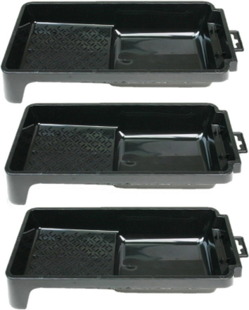 Set van 3x stuks verfbakjes voor verfrollers/lakrollers zwart tot 10 cm