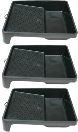 6x stuks verfbakjes voor verfrollers/lakrollers zwart tot 18 cm