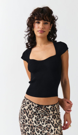 Gina Tricot - Knitted top - toppar - Black - M - Female