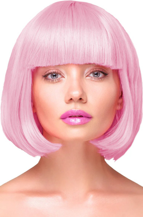 Party Wig Short Straight Hair Light Pink Paryk