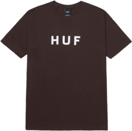 HUF Essentials OG Herren T-Shirt klassisches Baumwoll-Shirt mit Logo-Schriftzug TS01752 Braun