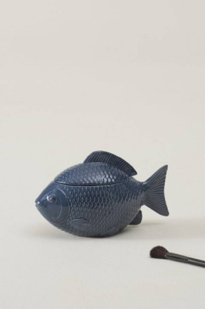 FISH dekorationsskål med lock Blå