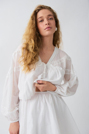 Gina Tricot - Boho blouse - blusar - White - S - Female
