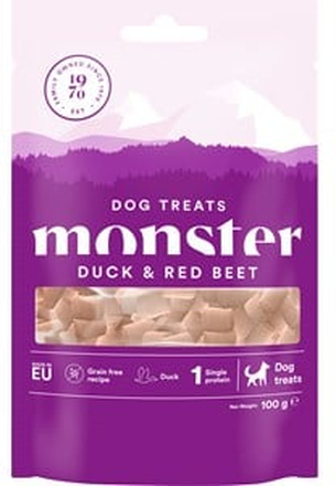 Hundgodis Monster Dog Treats Duck & Red Beet 100g