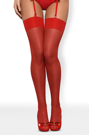 Obsessive S800 Stockings Red S/M Rød Stay-ups