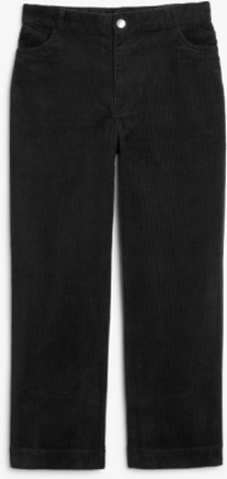 Regular waist straight leg corduroy trousers - Black