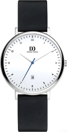 Danish Design IV12Q1188 Horloge Copenhagen staal-leder zilverkleurig-zwart 35 mm