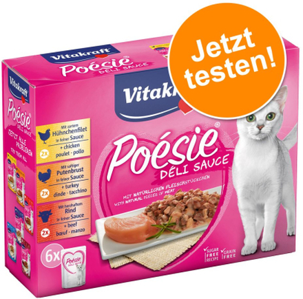 Vitakraft Poésie DéliSauce Mixpaket Pouch 6 x 85 g - Meat & Fish Selection