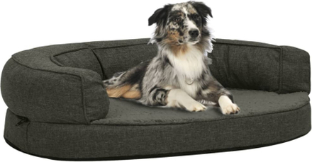 vidaXL Ergonomisk hundeseng med linutseende og fleece 75x53cm mørkegrå