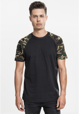 T-shirt Raglan Contrast noir/vert camo M