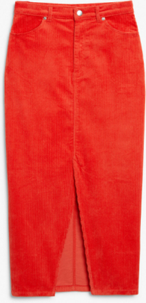 Corduroy midi skirt - Red