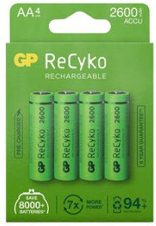 Gp Batteri Recyko 4 Stk. Aa 2600mah Genopladelige