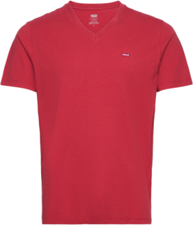 Original Hm Vneck Rhythmic Red Tops T-Kortærmet Skjorte Red LEVI´S Men