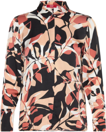 Patterned Blouse In A Satin Finish Langermet Skjorte Multi/mønstret Esprit Collection*Betinget Tilbud