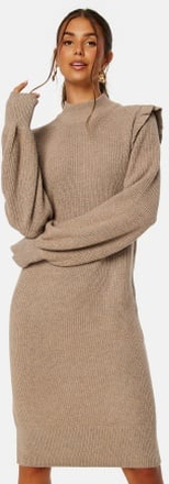 Object Collectors Item Malena L/S Ruffle Knit Dress Fossil Detail:MELANG XS