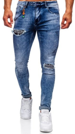 Granatowe jeansowe spodnie męskie slim fit Denley 85001S0