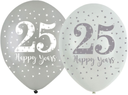 6 stk 27 cm Ballonger med 25 Happy Years Motiv