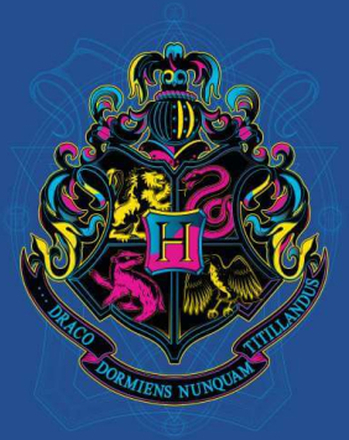 Harry Potter Hogwarts Neon Crest Men's T-Shirt - Blue - S - Blue