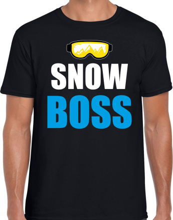 Apres ski t-shirt Snow Boss / sneeuw baas zwart heren - Wintersport shirt - Foute apres ski outfit