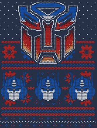 Autobots Classic Ugly Knit Men's Christmas T-Shirt - Navy - L