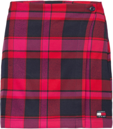 Tjw Check Wrap Mini Skirt Kort Skjørt Rød Tommy Jeans*Betinget Tilbud