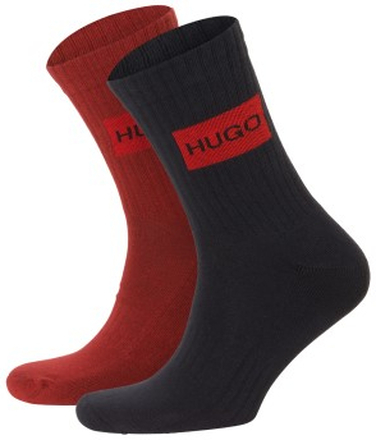 HUGO Strømper 2P Label Rib Socks Blå/Rød Str 43/46 Herre